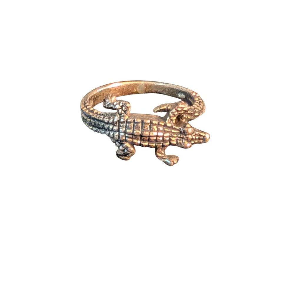 Sterling Silver Alligator Bypass Ring Sz 6.5 Textured Crocodile Design
